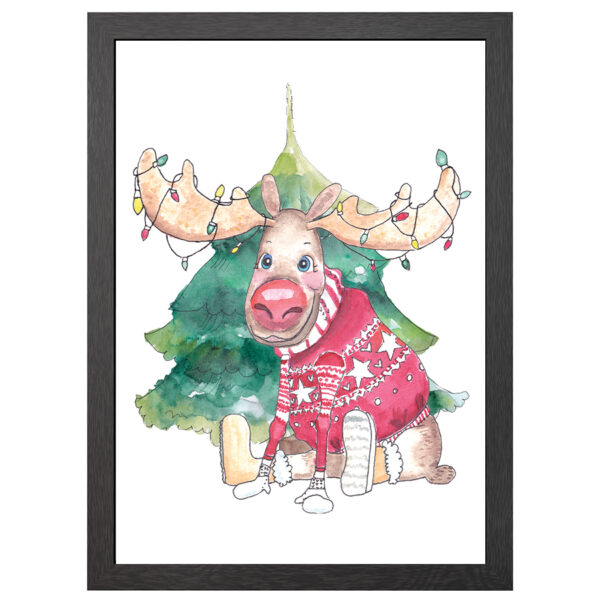 A2 Christmas Moose Poster In Frame - Joyin