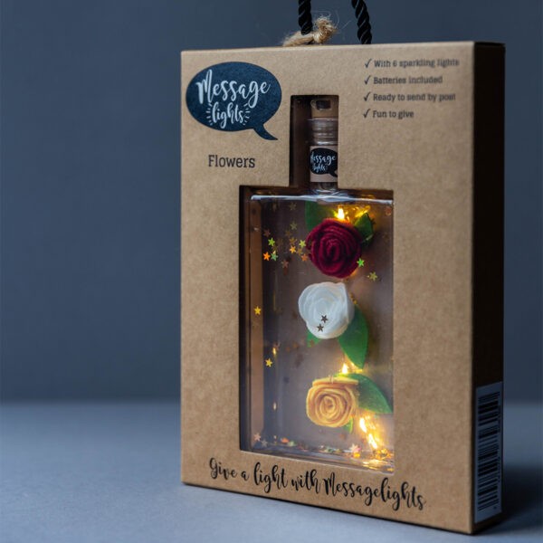 Illuminated Bottle Felt Flowers – Message Lights