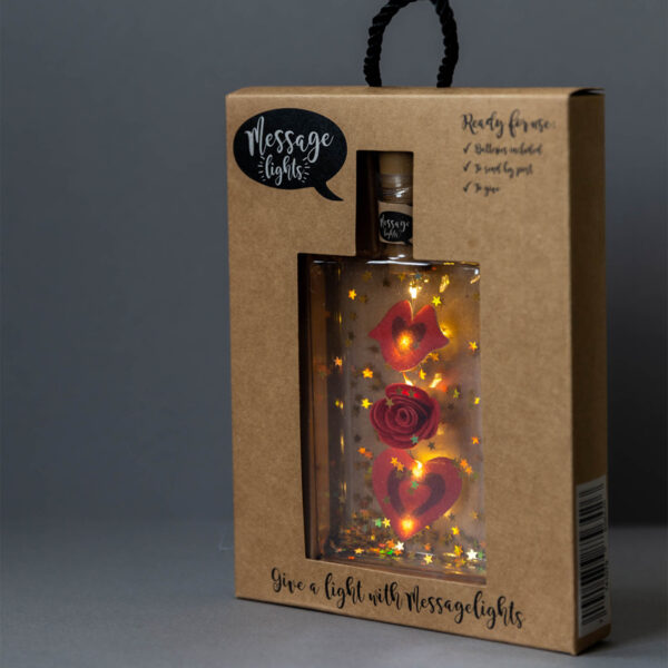 Illuminated Bottle Felt Hearts – Message Lights