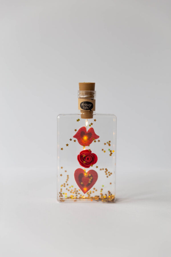 ILLUMINATED BOTTLE FELT HEARTS