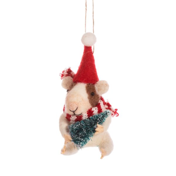 Guinea pig with tree felt Christmas hanger