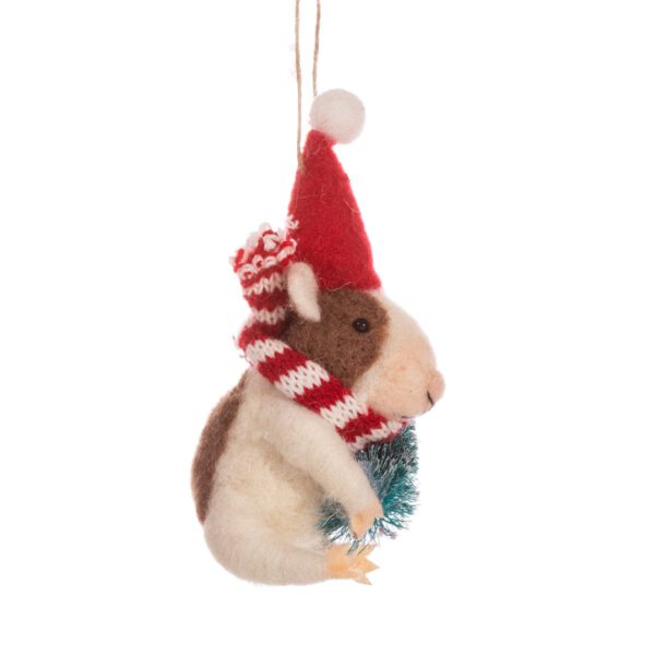 Guinea Pig with Tree Felt Christmas hanger - Sass & Belle - Image 2