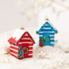 Small blue-white beach house bauble - Sass & Belle - Image 2