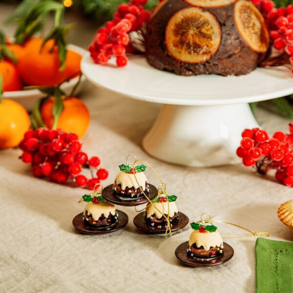 Mini Christmas pudding bauble (set4) - Sass & Belle - Image 2