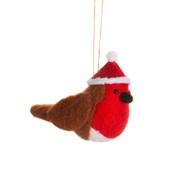 Festive Robin felt Christmas ornament