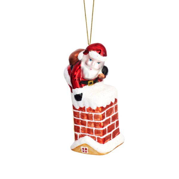 Santa in chimney Christmas bauble