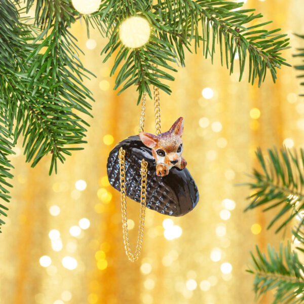 Chihuahua in handbag Christmas bauble