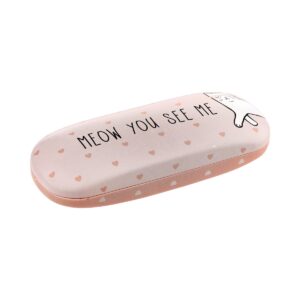 Whether it's for your sunglasses or reading glasses, this Cutie Cat (Meow You See Me) Glasses Case from the Sass & Belle collection protects your glasses when they're not being worn. The glasses case features a print of a cat wearing heart-shaped glasses and lots of hearts. The glasses case features a fun text on the front and back, and you also get a cleaning cloth. The color of the glasses case is a soft dusty pink with black text. The dimensions of this cute glasses case are: L 6.3 x W 16 x H 3.8 cm A fun accessory for storing your glasses.